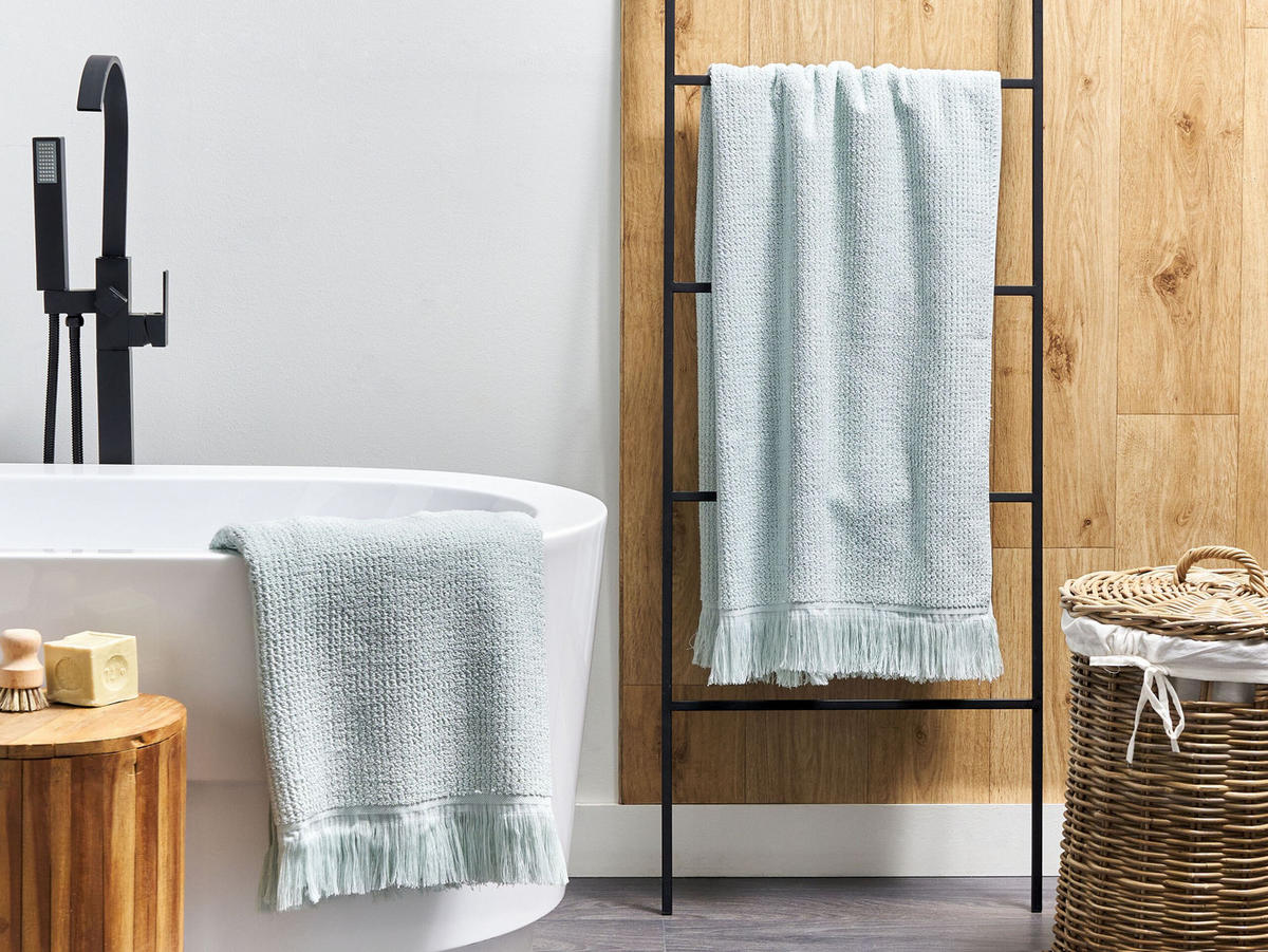 BADEHANDTUCH 2-teilig Grün Atiu - Grün, Textil (100/150cm) - Beliani