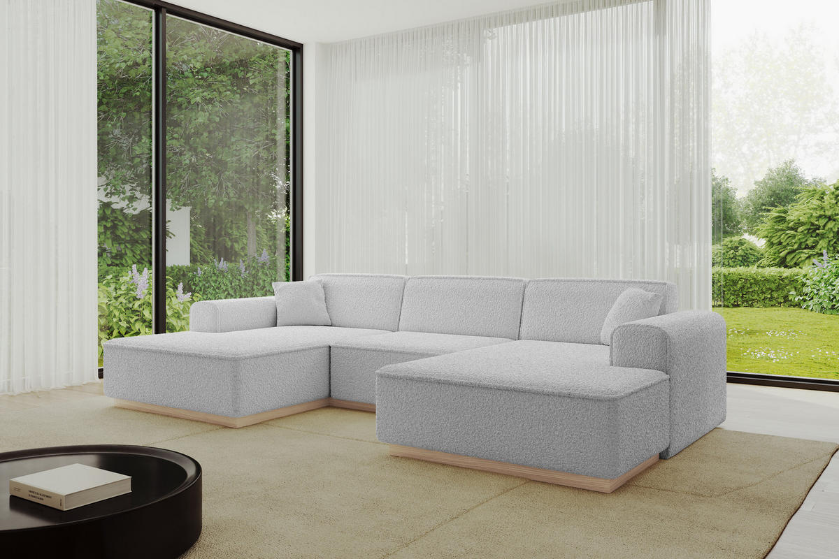 WOHNLANDSCHAFT IREA-U1 - 303x171x83 cm Hellgrau - Hellgrau, Holzwerkstoff/Textil (303/83/171cm) - ALTDECOR