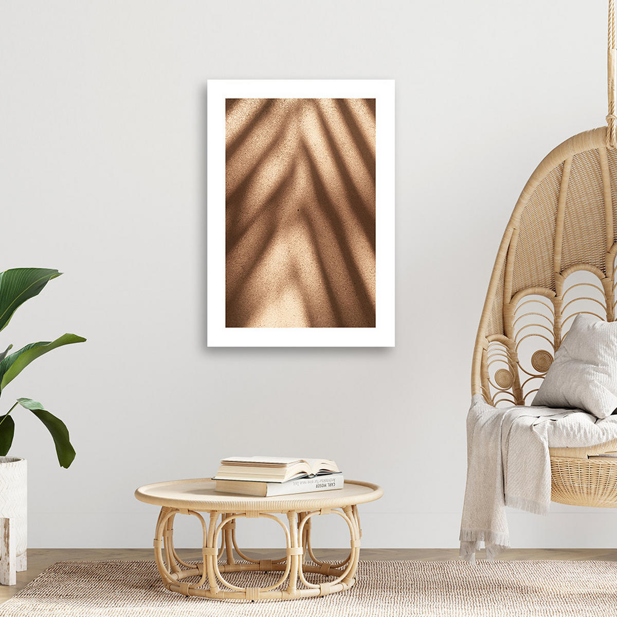 WANDBILD schatten von blättern an der wand - Beige, Textil (40/60cm) - Feeby