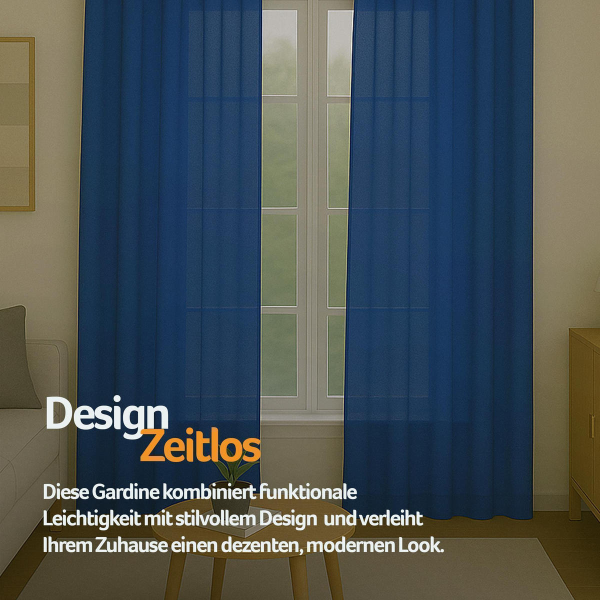 GARDINE Universalband "blickdicht" 2er Pack Blau 140x145 cm - Blau, Textil (140/145cm) - Bestlivings
