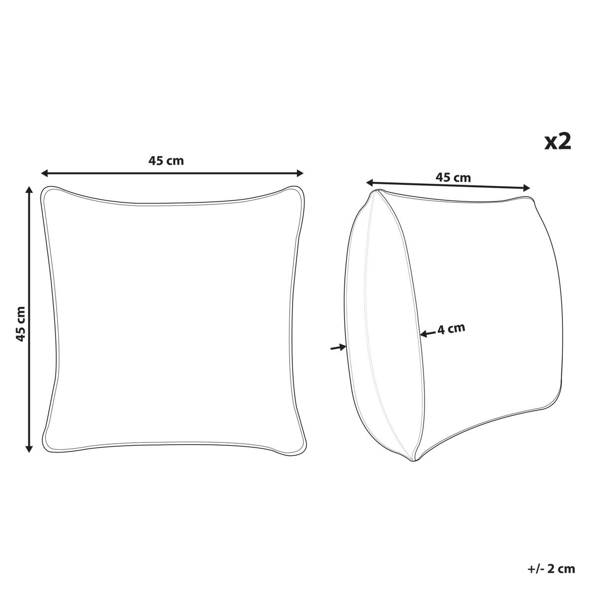 DEKOKISSEN 2er-Set Grau 45/45 cm Leuzea - Grau, Textil (45/45cm) - Beliani