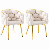ESSZIMMERSTUHL 2er-Set 44 x 41 x 74 cm Samt Beige - Beige, Metall (41/74/44cm) - Meubliv