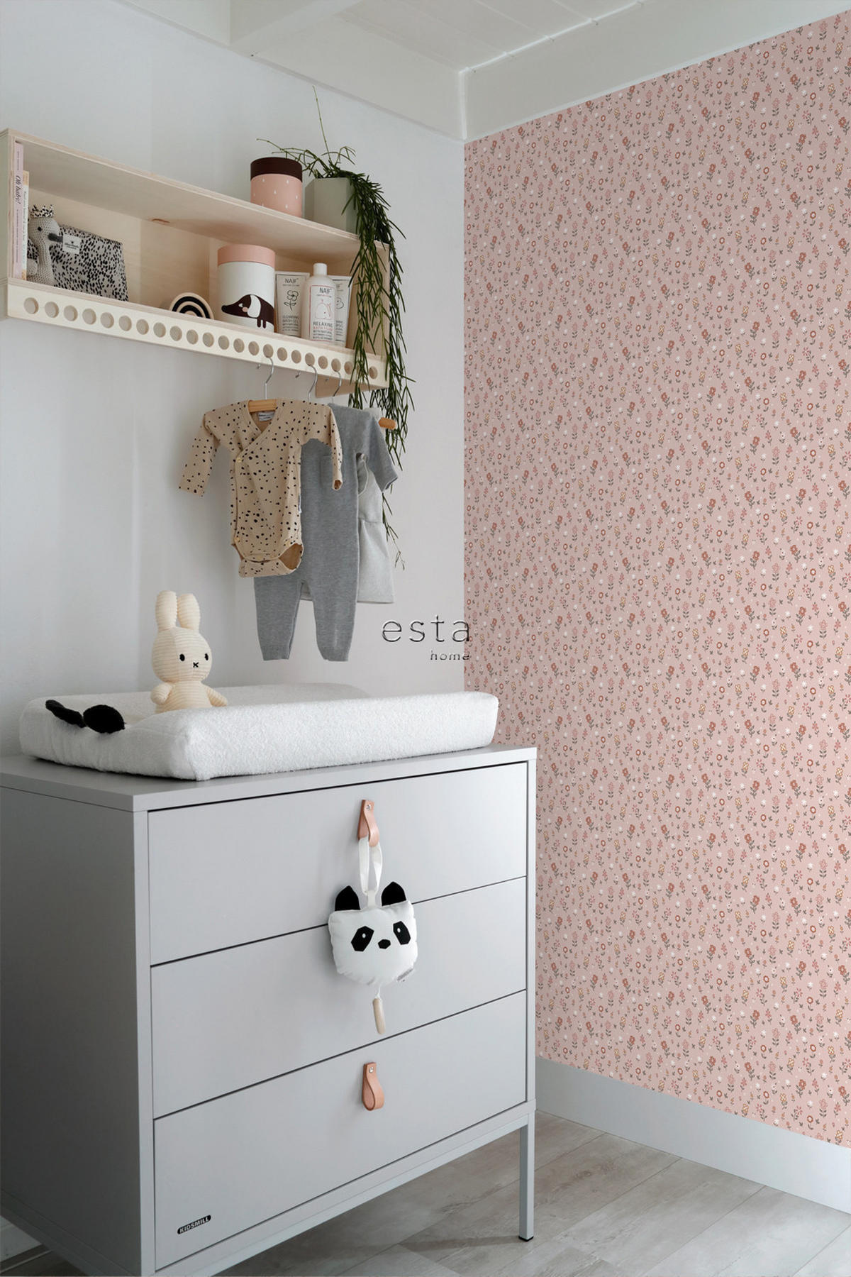 TAPETE Blumen 53 cm x 10.05 m - Pink, Papier (53/0.1cm) - ESTAhome