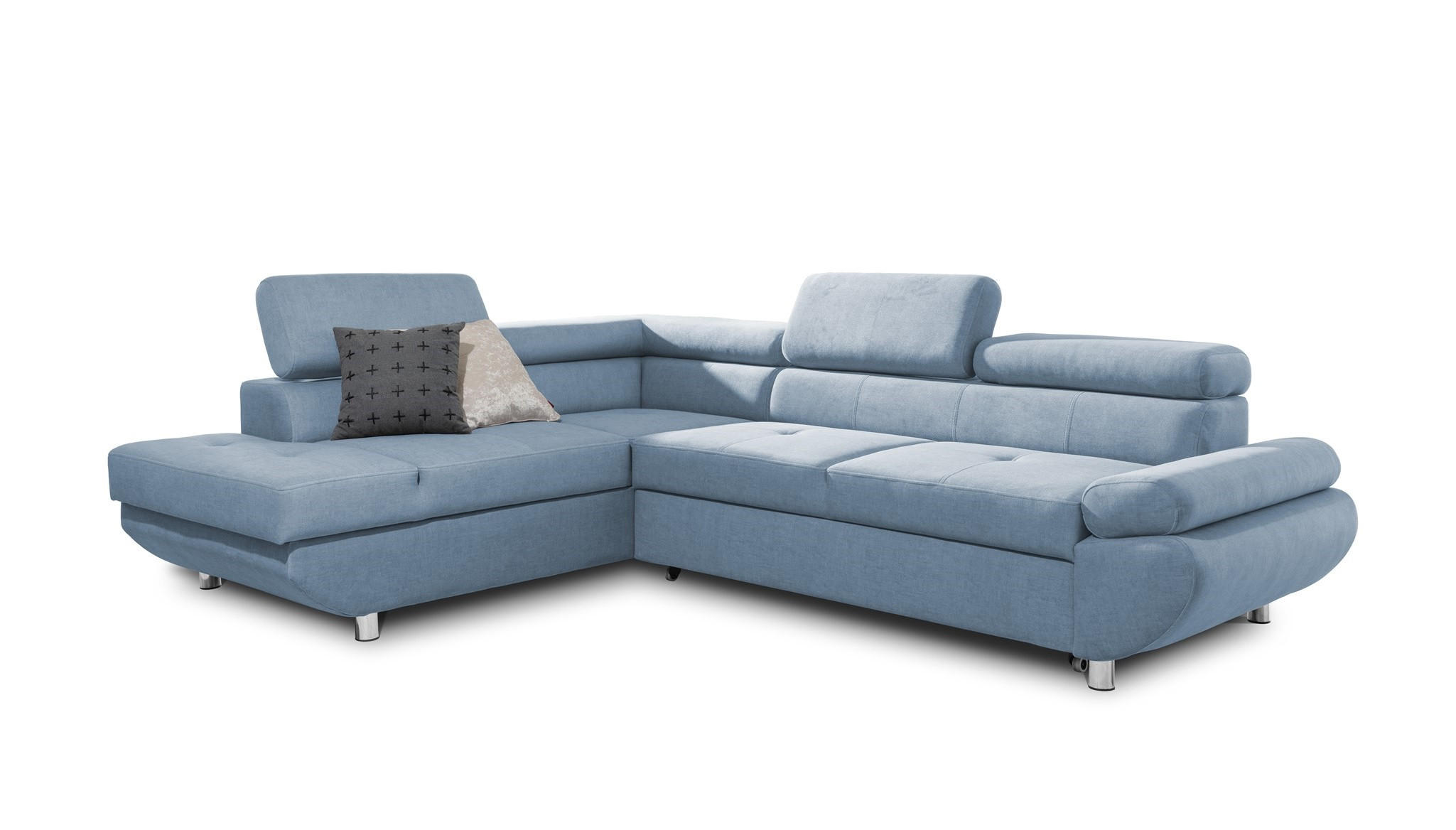 ECKSOFA Schlafsofa Panos In Esito - Blau, Holzwerkstoff/Textil (275/210cm) - Fun Möbel