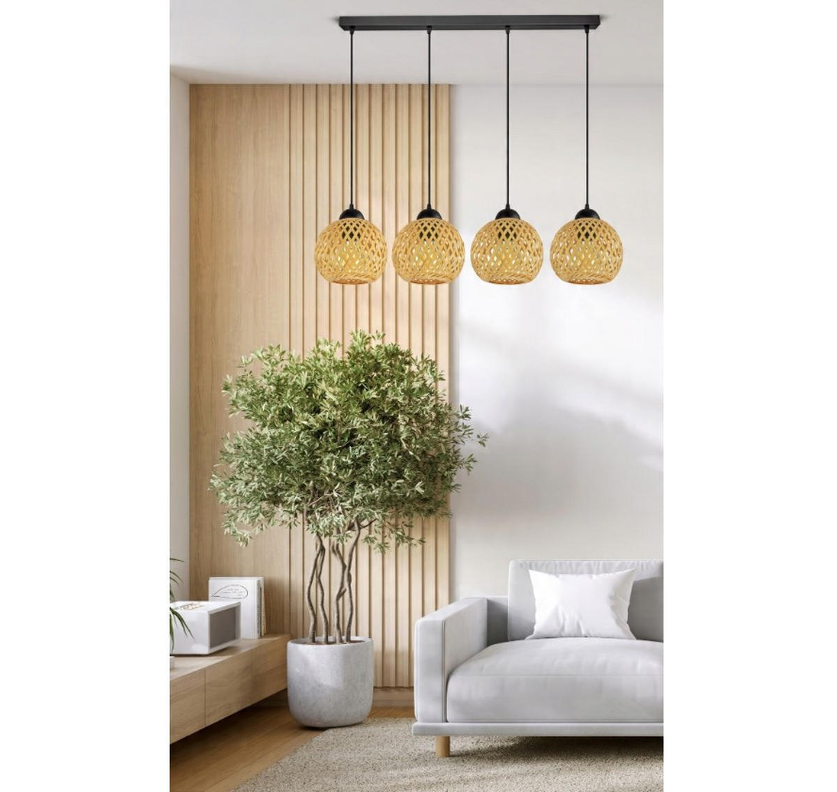 PENDELLEUCHTE BOHO - Beige/Schwarz, Holz/Metall (13/90/100cm) - kiki design