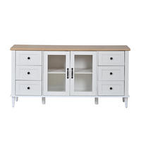 SIDEBOARD LED Weiß Holz 2 Türen 6 Schubladen 150x40x75cm Acryl - Weiß, Holzwerkstoff (40/75/150cm) - FLIEKS
