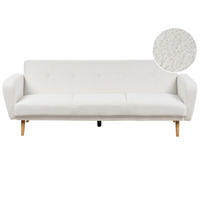3-SITZER-SCHLAFSOFA Bouclé cremeweiß verstellbar Florli - Hellbraun/Weiß, Textil (214/82/85cm) - Beliani