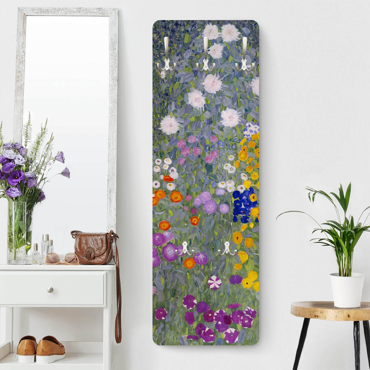 WANDGARDEROBE - Gustav Klimt - Bauerngarten 34/105 cm - Violett, Holzwerkstoff (34/105/1.6cm) - Bilderwelten