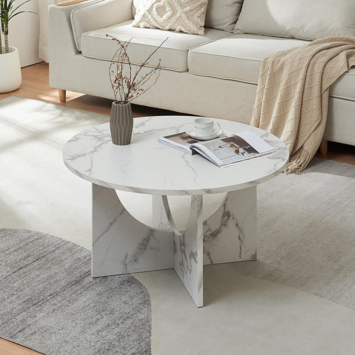 COUCHTISCH Rindal 80/42 cm - Weiß, Holzwerkstoff (80/80/41.5cm) - [en.casa]