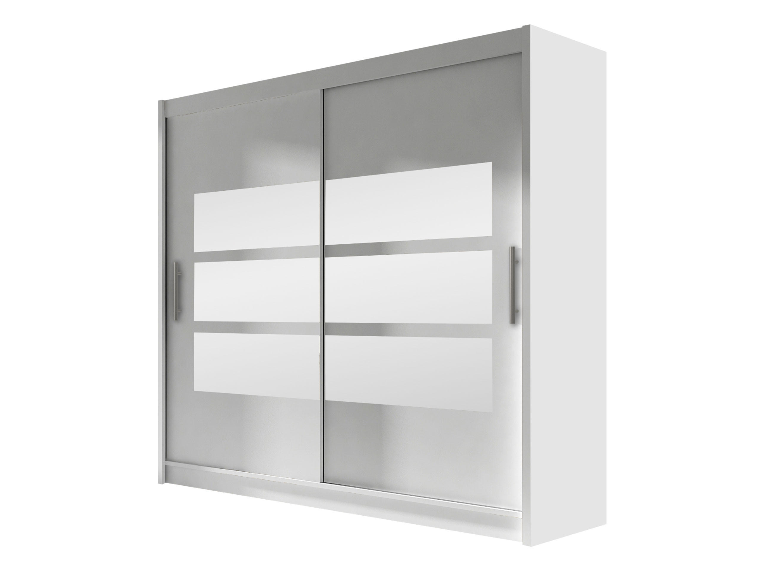 KLEIDERSCHRANK London III 180 - Silberfarben/Weiß, Holzwerkstoff/Kunststoff (180/215/58cm) - MIRJAN24