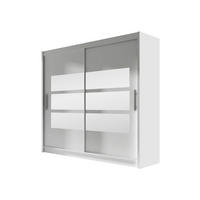 KLEIDERSCHRANK London III 180 - Silberfarben/Weiß, Holzwerkstoff/Kunststoff (180/215/58cm) - MIRJAN24