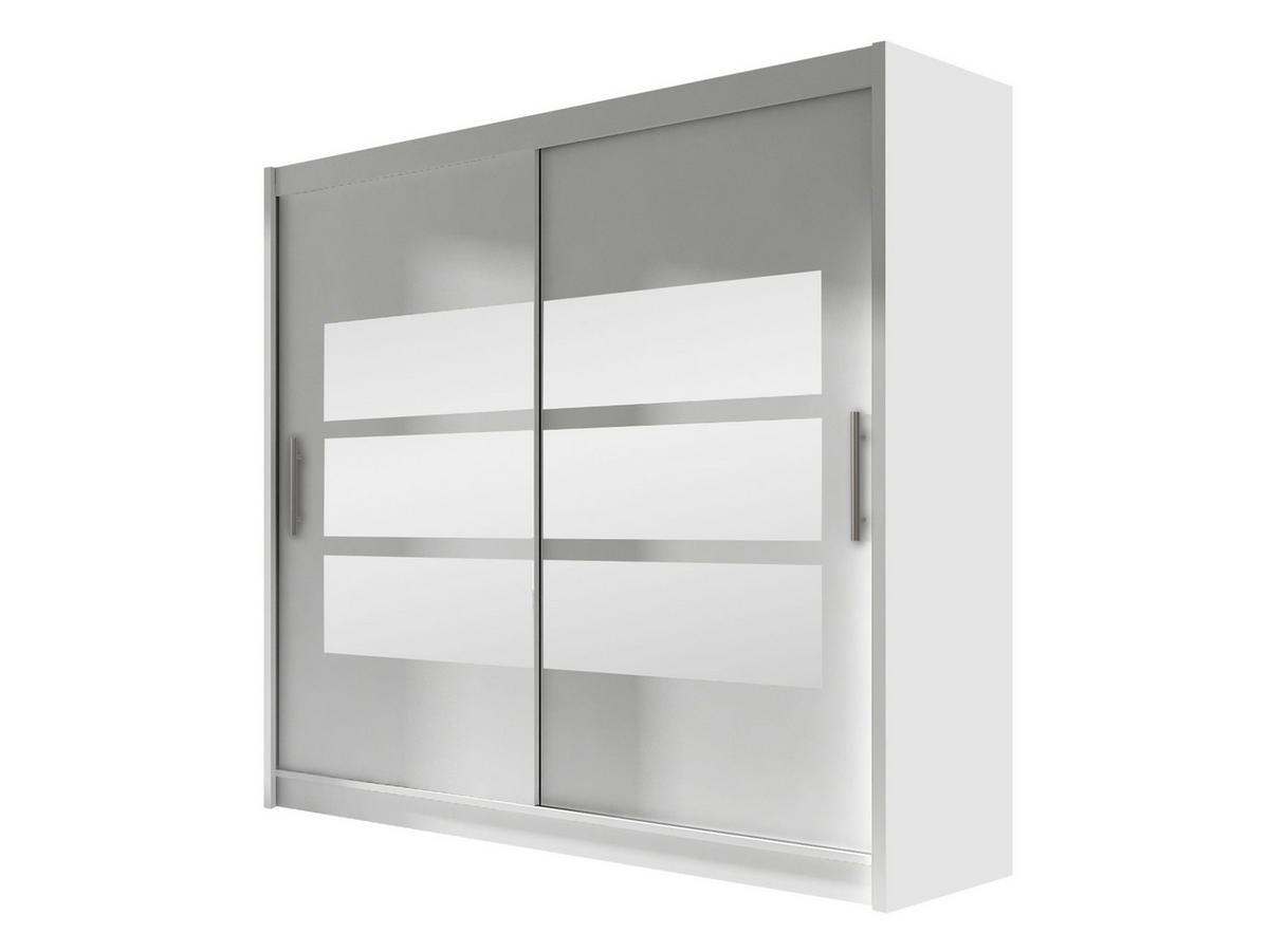 KLEIDERSCHRANK London III 180 - Silberfarben/Weiß, Holzwerkstoff/Kunststoff (180/215/58cm) - MIRJAN24