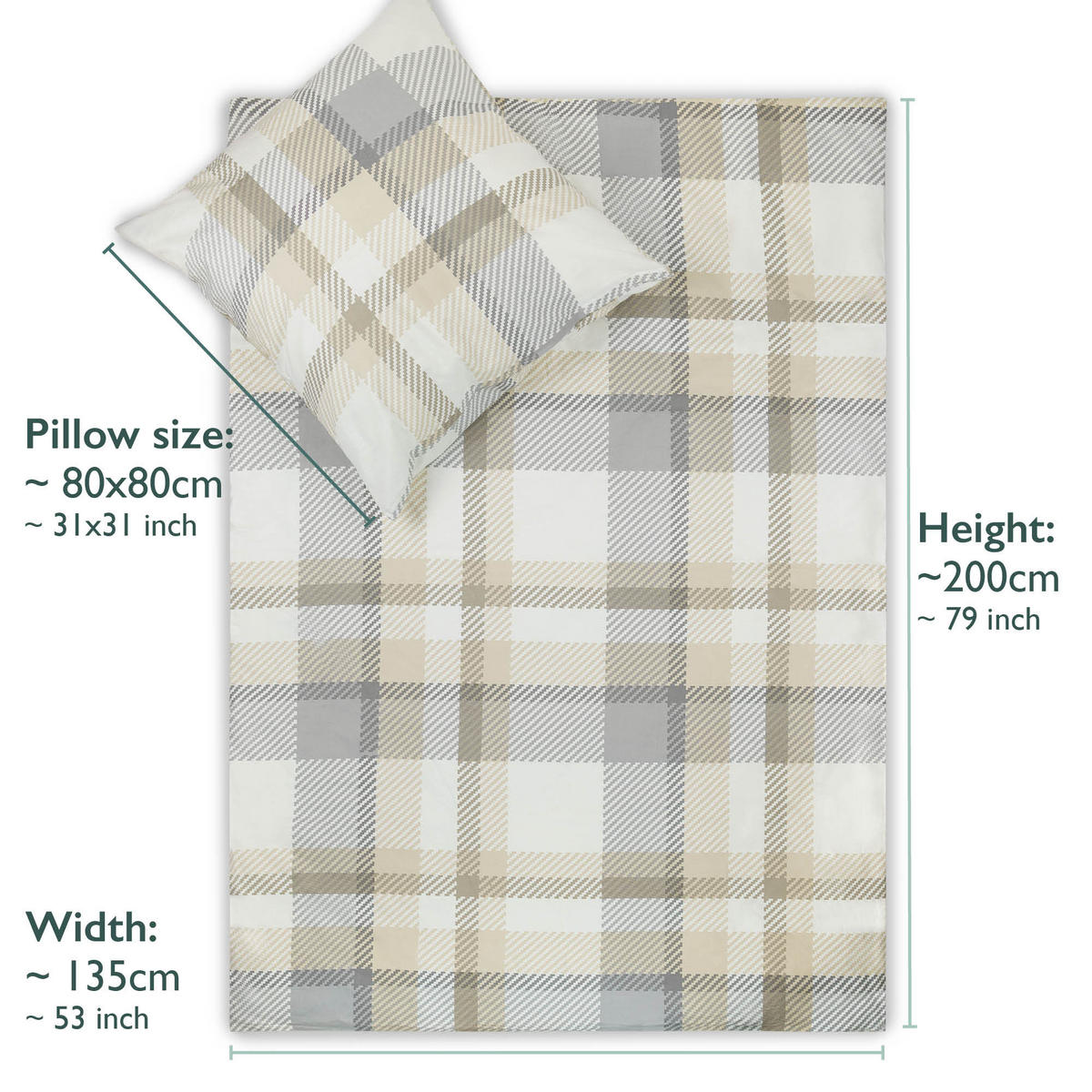 BETTWÄSCHE Mira Biber 135x200cm Beige 4tlg - Beige, Textil (135/200cm)