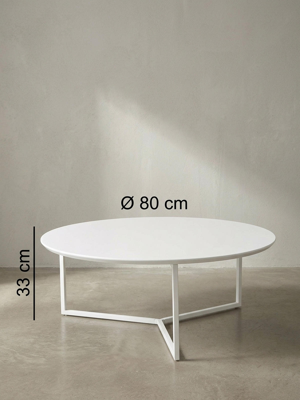 COUCHTISCH rund, Weißes MDF-Holz mit Metallbeinen, Durchmesser 80 cm, Höhe 33 cm - Weiß, Holz/Metall (80/80/33cm) - KADIMA DESIGN