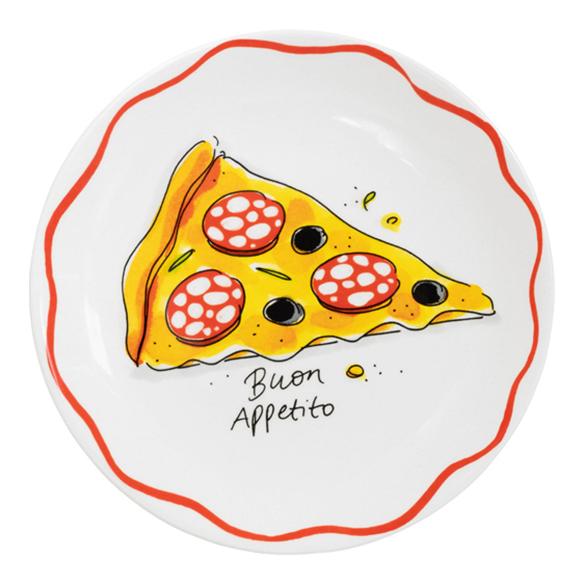 TELLER Pizza Buon Appetito in Bunt - 18cm - Multicolor, Keramik (18/18/2cm) - Blond Amsterdam