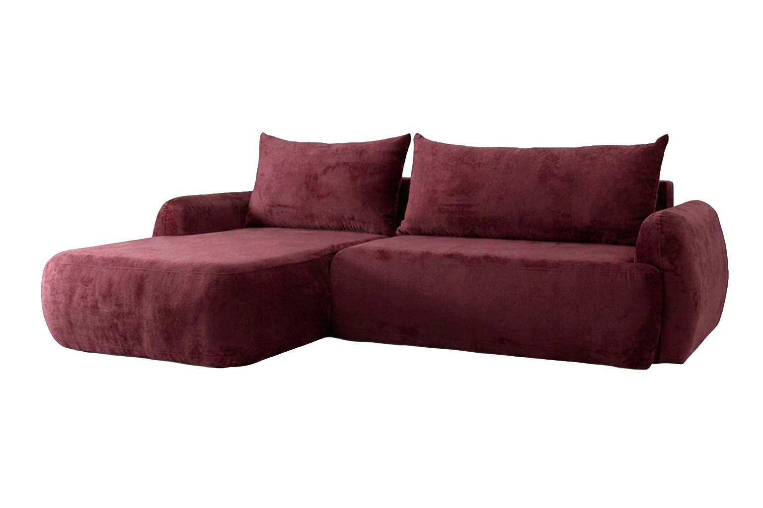 ECKSOFA Mit Schlaffunktion Und Bettkasten, Chenille-Stoff Perfecto, Rotwein, Links, HELA II - Weinrot, Holz (280/184cm) - Kaiser Möbel