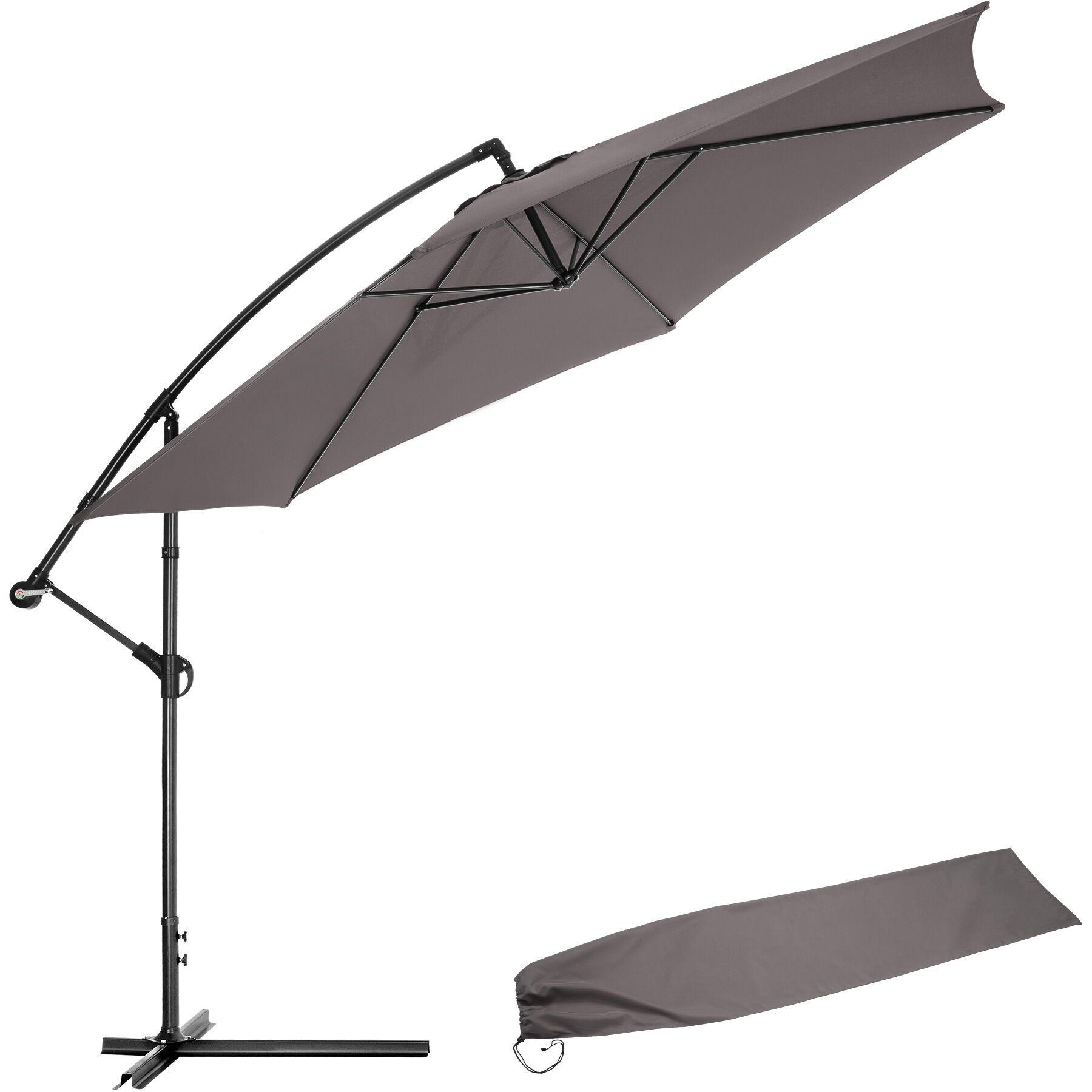 SONNENSCHIRM Ciccio,inklusive Schutzhülle,grau - Grau, Textil (350/350cm) - tectake