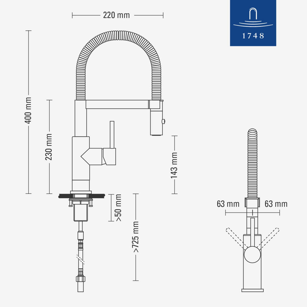 KÜCHENARMATUR Steel Expert Compact schwarz 14,3 cm - Schwarz, Metall (4.2/40/22cm) - Villeroy & Boch