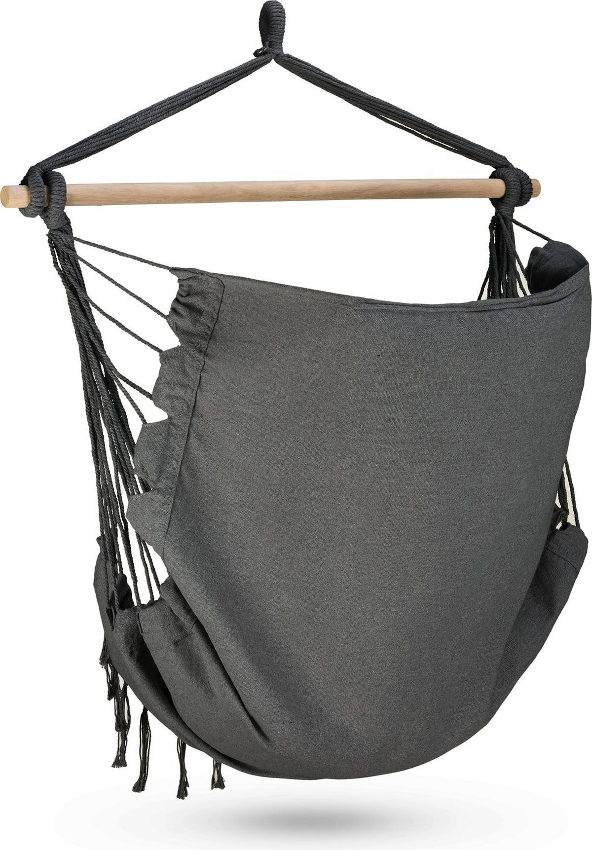 HÄNGESESSEL mit 3 Kissen 75/100/130 cm, bis 140 kg - Schwarz, Textil (100/130/75cm) - Outtec