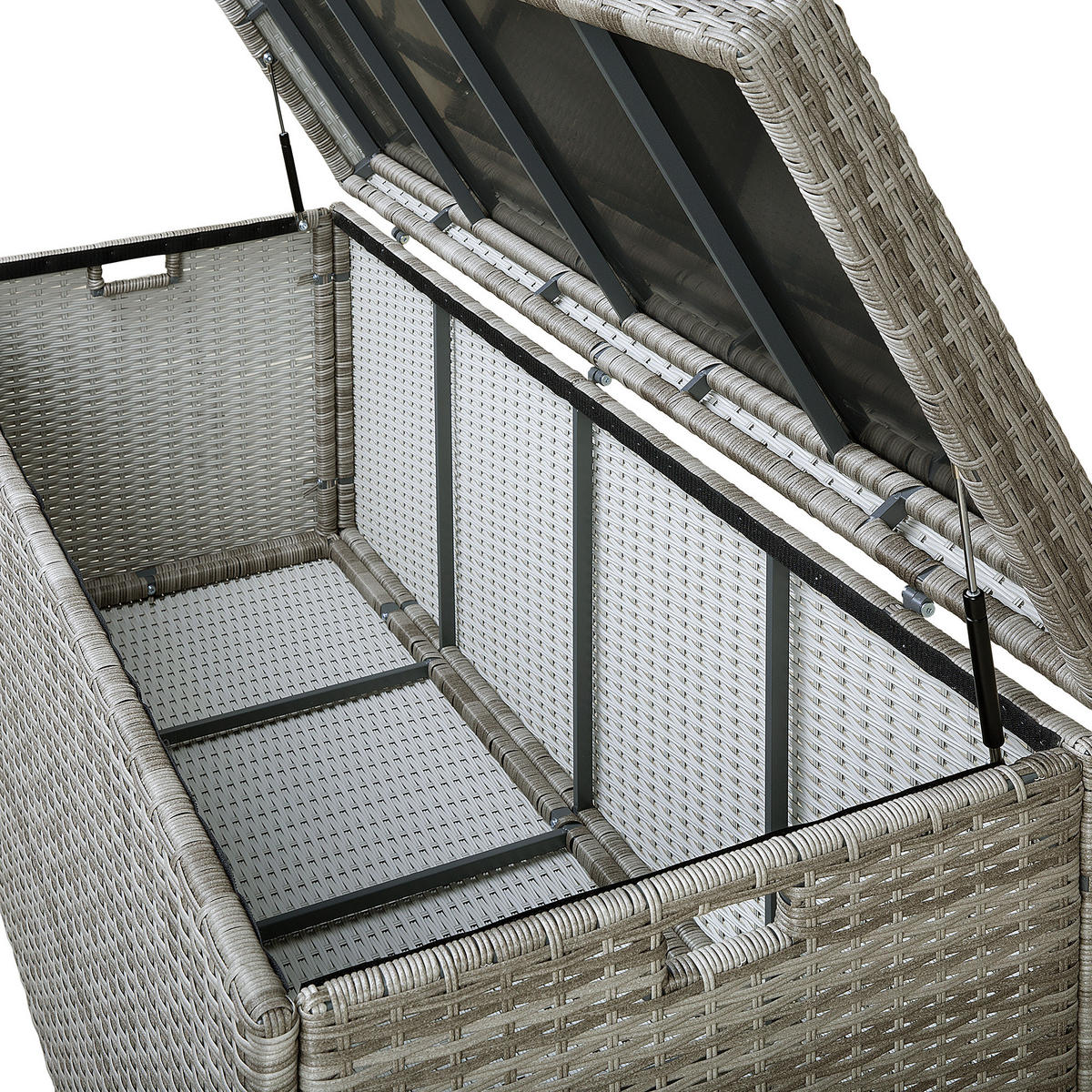 AUFLAGENBOX Rattan grau 158/63 cm Modena - Grau, Kunststoff (158/66/63cm) - Beliani