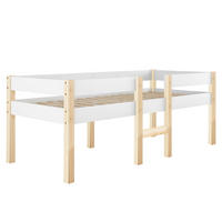 KINDEREINZELBETTEN aus Kiefer-Massivholz 90x200 cm in Weiß mit Rausfallschutz - Weiß, Holz (90/200cm) - Modfu