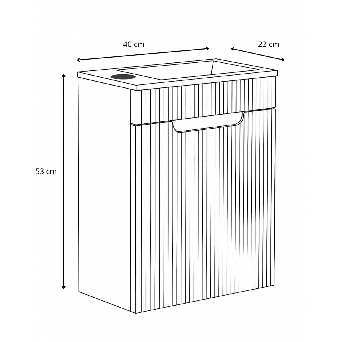 GÄSTE-WC-MÖBELSET Thermis 2 Teile Cashmere / Schwarze Waschbecken - 40 x 22 x 53 cm - Kaschmir, Holz (40/53/22cm) - Badplaats