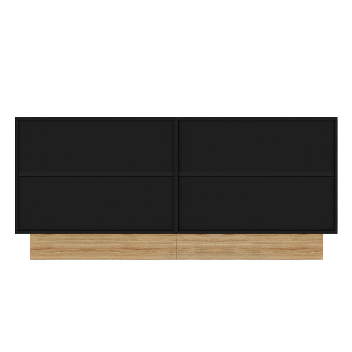 SIDEBOARD in Schwarz Kommode mit 4 Türen, großem Stauraum und U-Form-Design für Wohnzimmer und Essbereich,B160/T38/H75cm - Schwarz/Naturfarben, Holzwerkstoff/Metall (160/38/75cm) - STILVORA