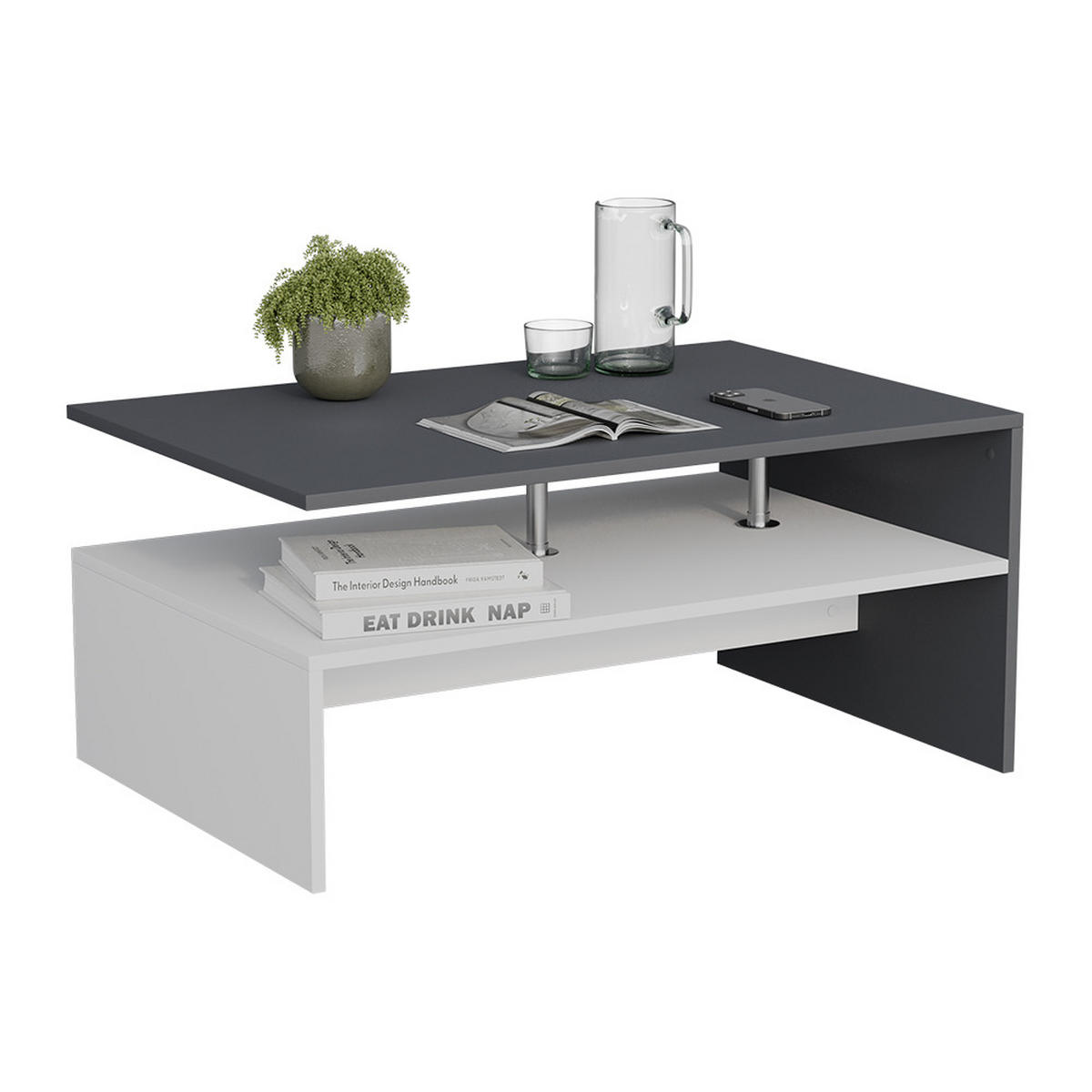 KONFERENČNÍ STŮL Amato Antracitová/bílá - antracitová, kompozitní dřevo (52.6/90/42.2cm) - Vicco