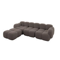 ECKSOFA modulares Sofa Links Miko-L2 302x205x75 Braun Bouclé - Dunkelbraun/Schwarz, Holzwerkstoff/Kunststoff (302/205cm) - ALTDECOR