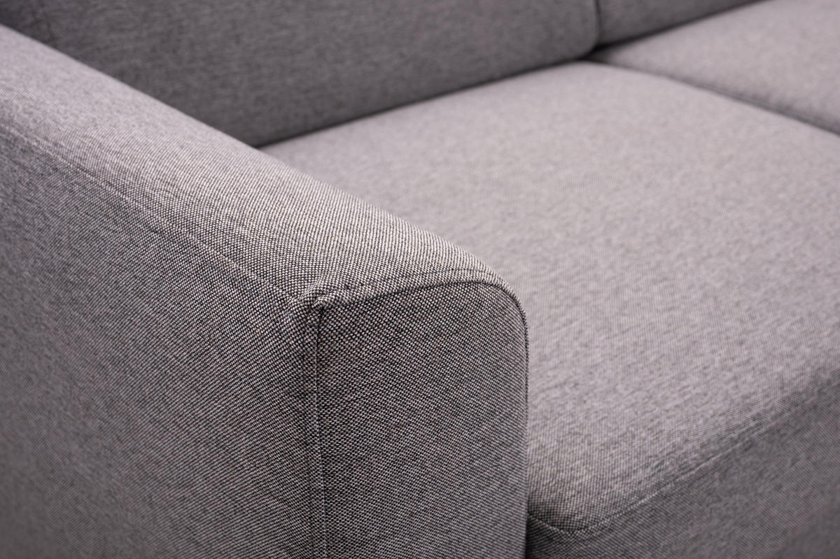 ECKSOFA SAPORE Grau Geflochtener Stoff mit Schlaffunktion - Grau, Holz (235/170cm) - MASSENO