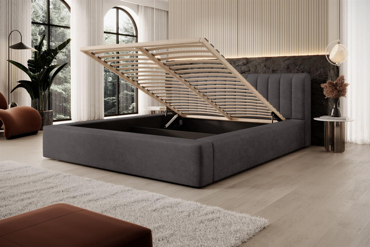 POLSTERBETT Peoria In Macau - Anthrazit, Holzwerkstoff/Textil (140/200cm) - Fun Möbel