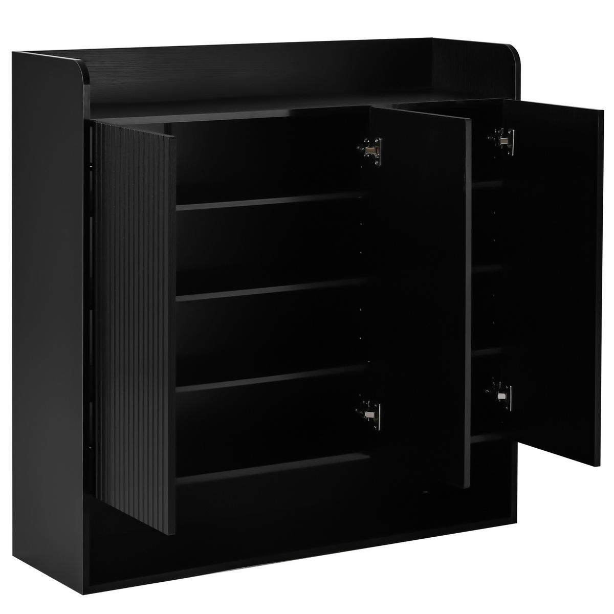 SCHUHSCHRANK 110/35,5/110 cm schwarz aus MDF/Spanplatte mit Spiegel - Schwarz, Holzwerkstoff (110/110/35.5cm) - OKWISH
