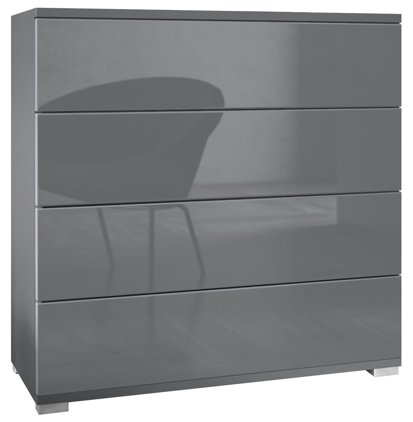 KOMMODE Pavos Grau Hochglanz - Grau, Holzwerkstoff (76/76/35cm) - Vladon