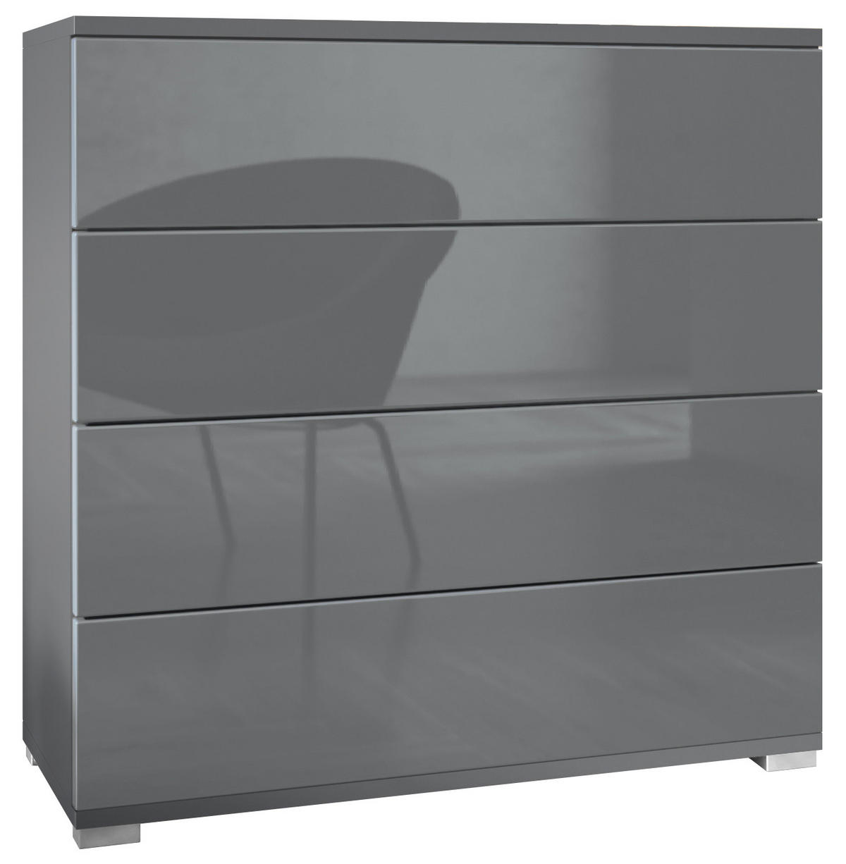 KOMMODE Pavos Grau Hochglanz - Grau, Holzwerkstoff (76/76/35cm) - Vladon