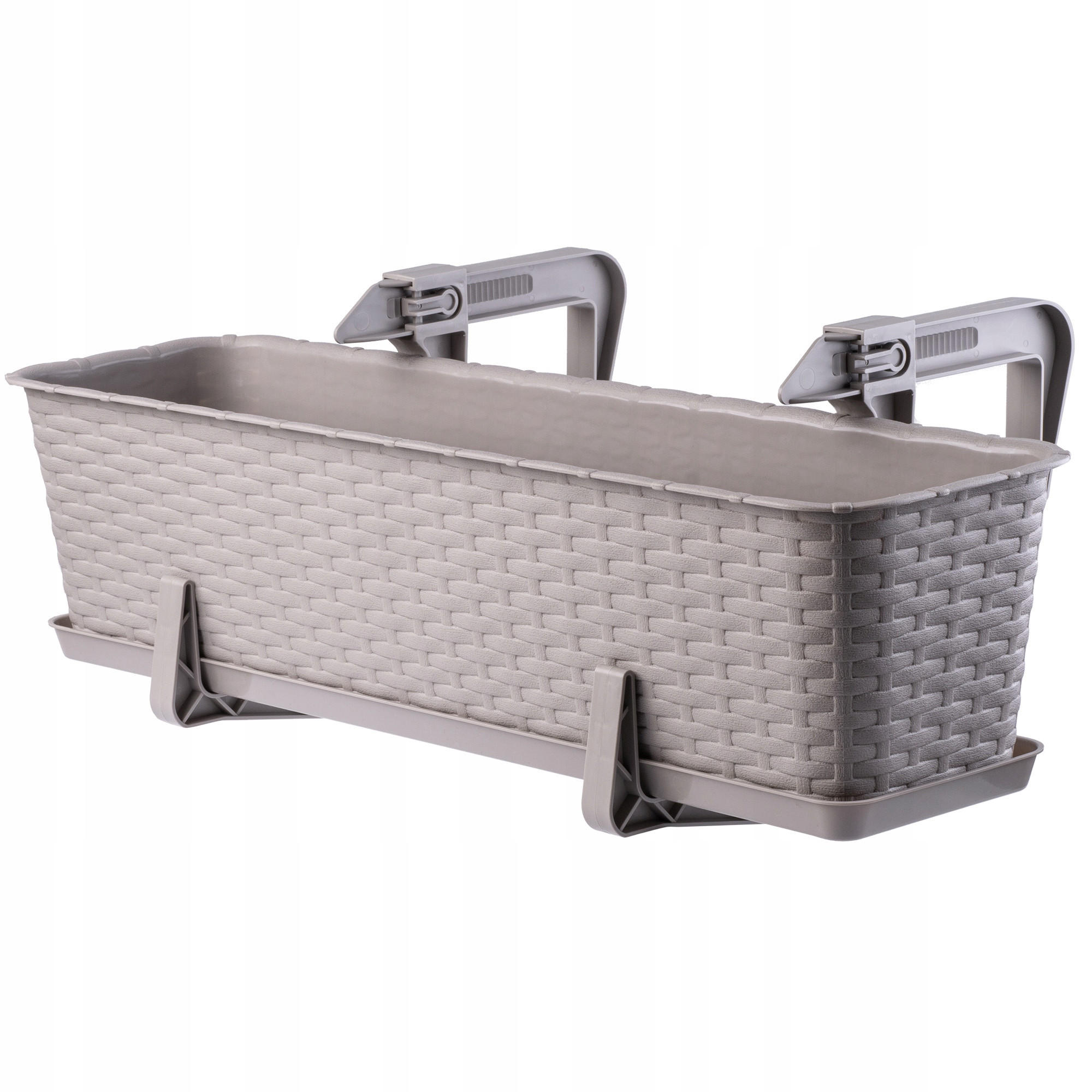Blumentopf mit Untersetzer und 2 Griffe 60 cm, Beige - Beige, Kunststoff (17/60cm) - KADAX