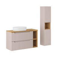 BADMÖBEL Riva 2er-Set Kaschmir und Holz - Beige, Holzwerkstoff (100.4/59/40cm) - Petits-meubles