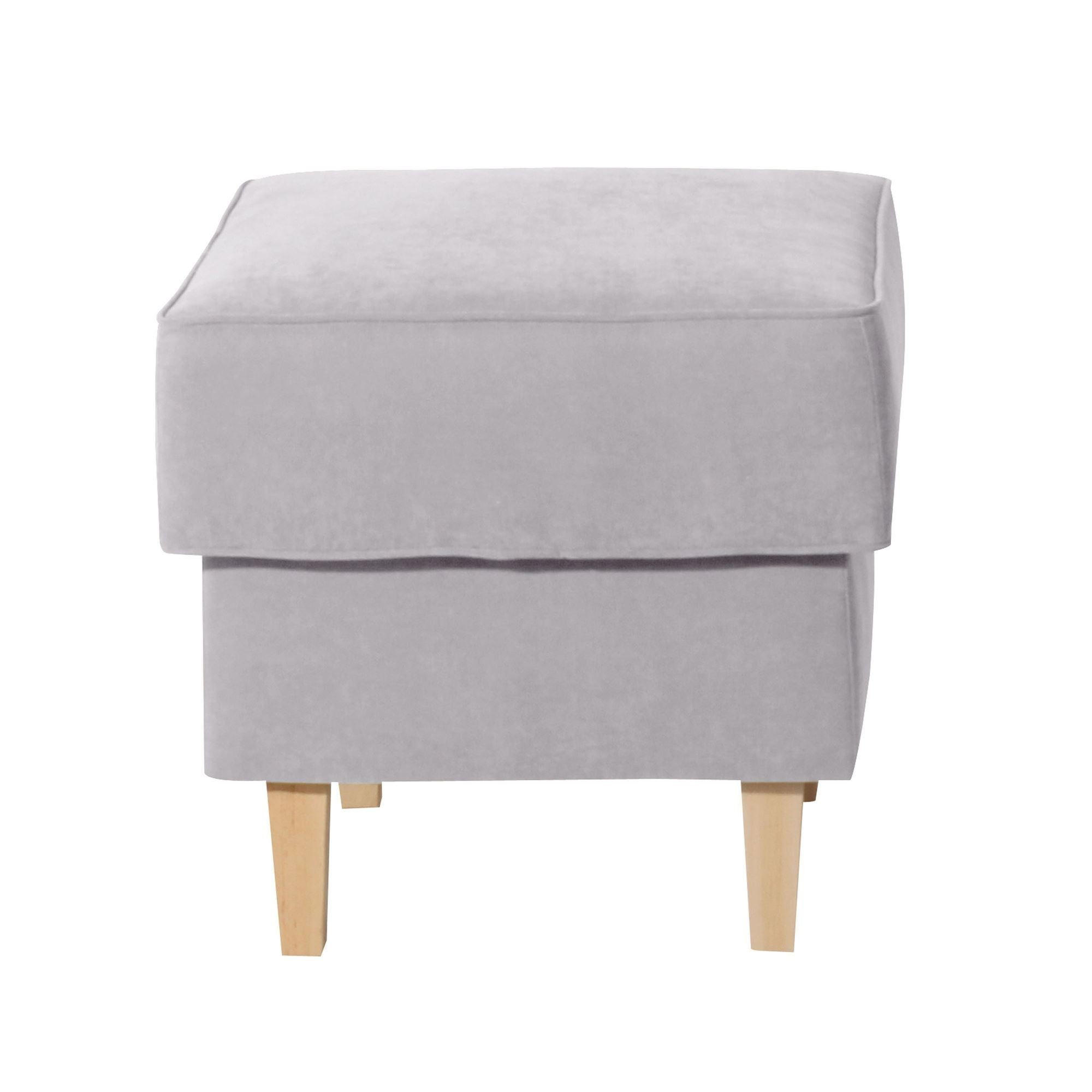 HOCKER Karlen Bezug Veloursstoff Buche natur / silber - Silberfarben/Buchefarben, Kunststoff (53/45/53cm) - 58aufmkessel