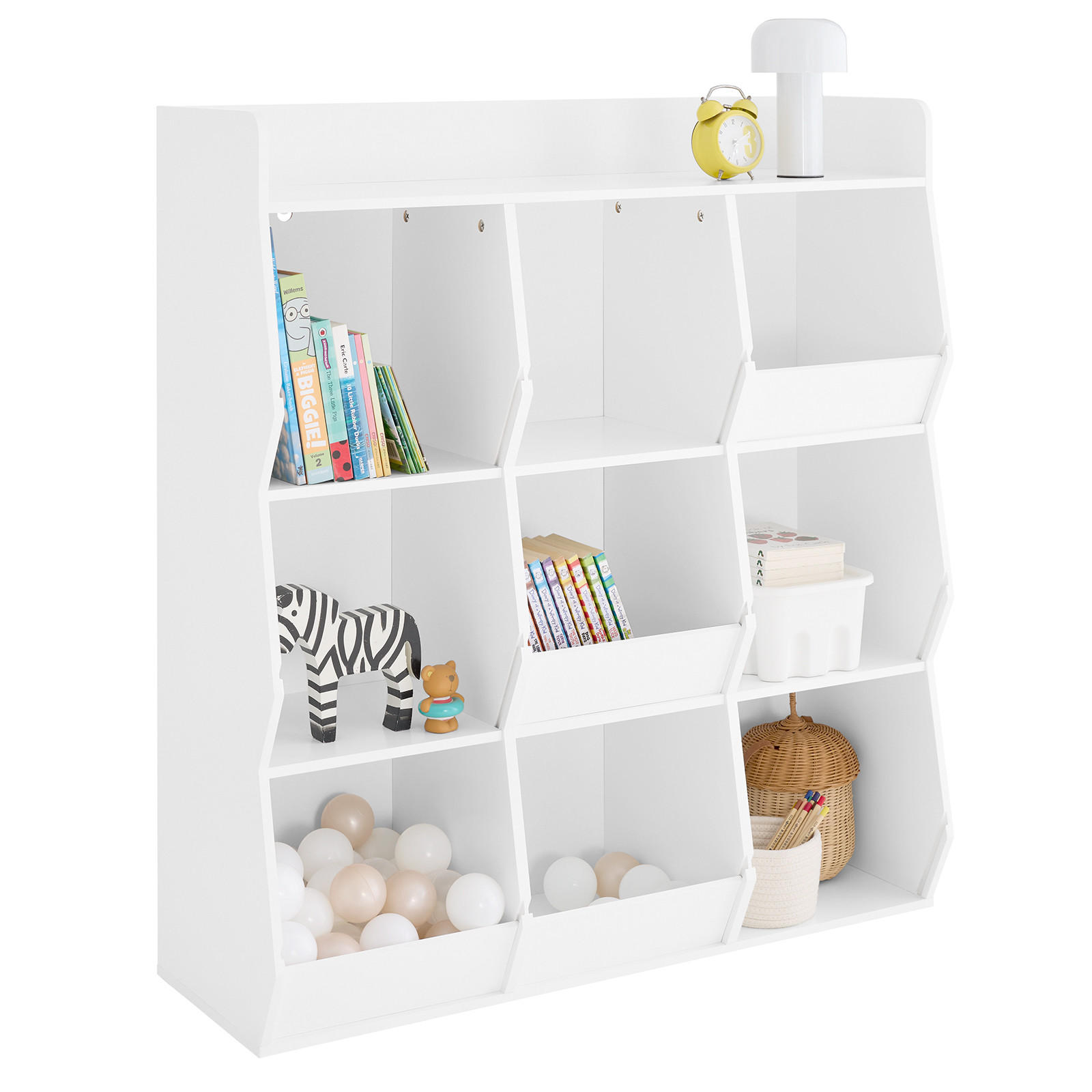 KINDERREGAL mit 9 offenen Fächern, 95x105x34cm, Weiß - Weiß, Holzwerkstoff (95/105/34cm) - SoBuy