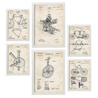 POSTER Set Mit 6 Plakaten Mit Fahrrad Patenten Im Vintage Stil A3 & A4 Weißer Rahmen - Weiß, Papier (29/3cm) - Nacnic
