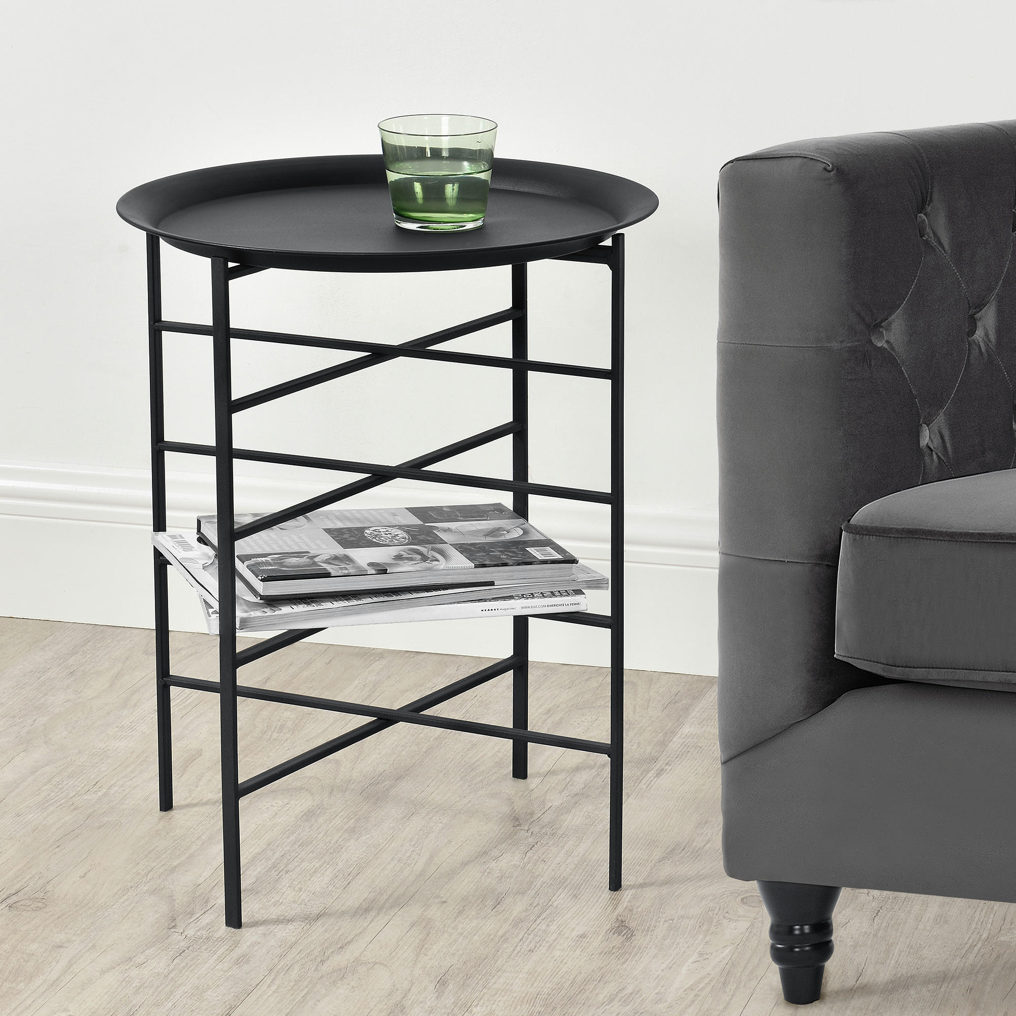 BEISTELLTISCH Wiltz - Schwarz, Metall (40/40/52cm) - [en.casa]