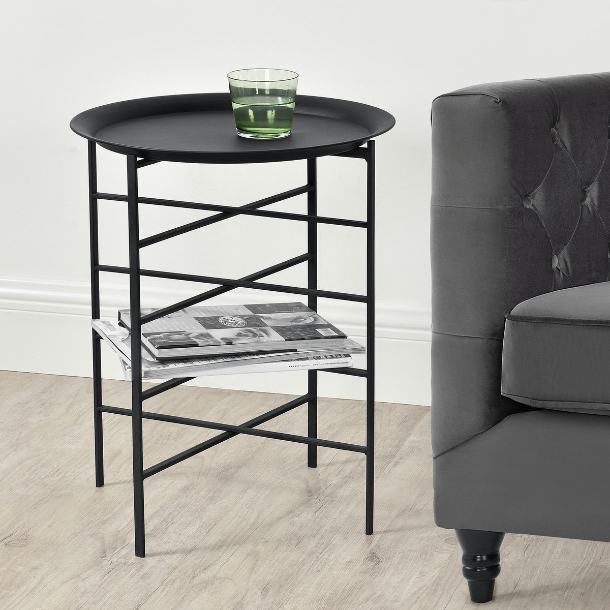 BEISTELLTISCH Wiltz - Schwarz, Metall (40/40/52cm) - [en.casa]