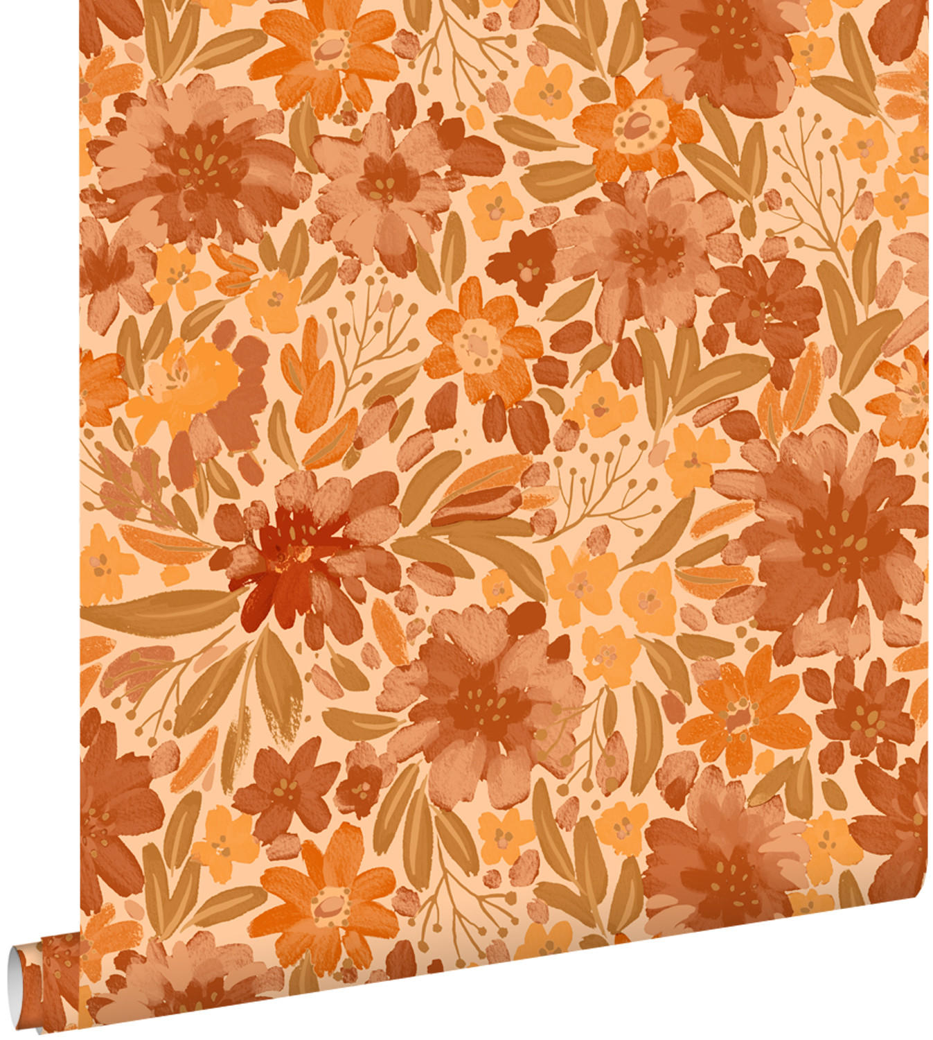 TAPETE Blumen 50 x 900 cm - Terracotta, Papier (50/900cm) - ESTAhome