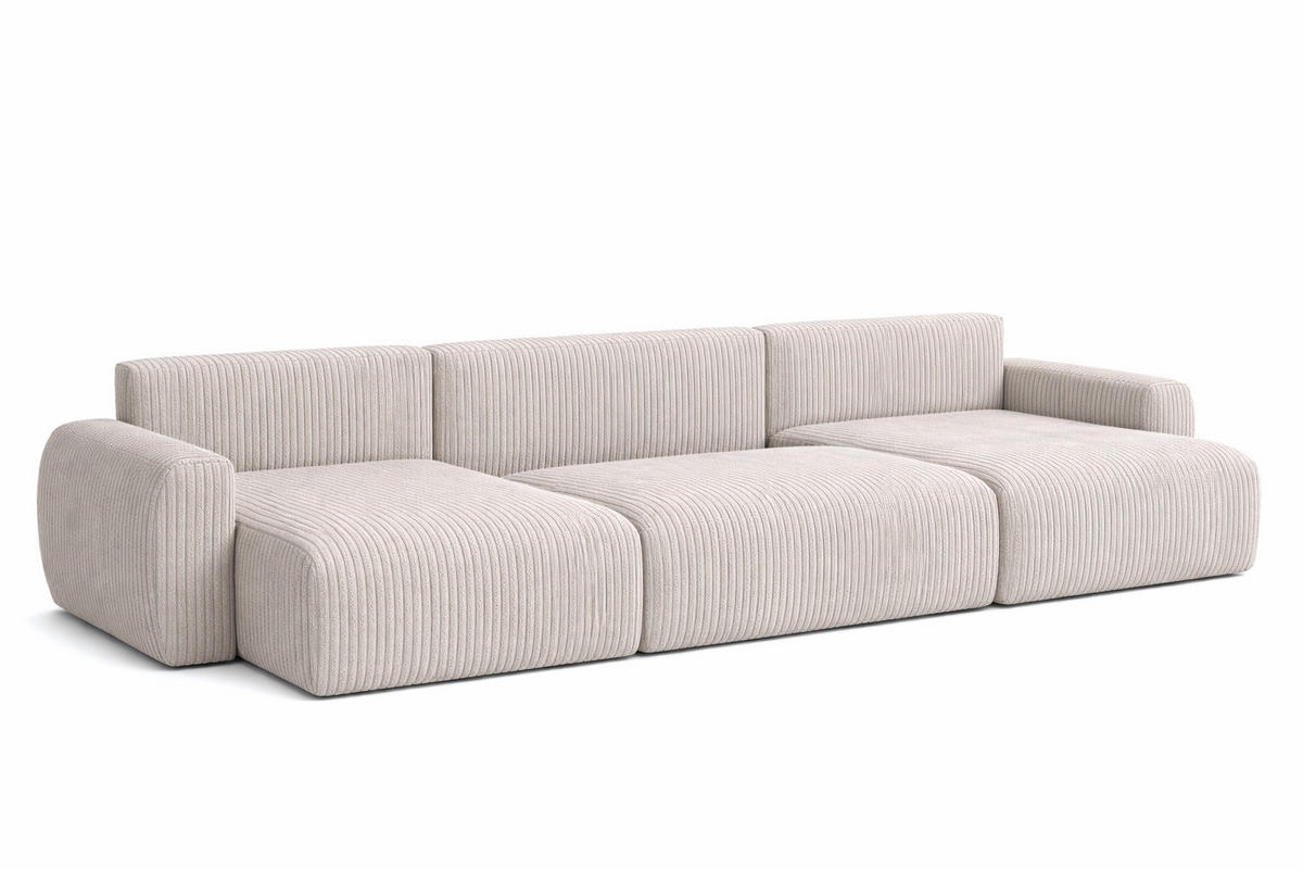 ECKSOFA Mit Schlaffunktion Und Bettkasten U-Form Ariel U, Cordstoff Poso, Beige - Beige, Holz (342/142cm) - Kaiser Möbel
