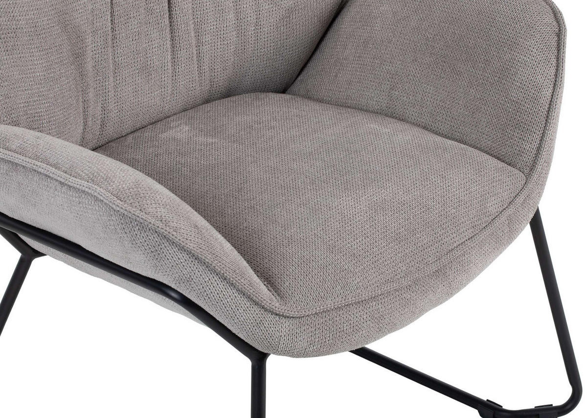 SESSEL Aliano hellgrau - Hellgrau/Schwarz, Textil/Metall (73/76/67cm) - Mr. Deko