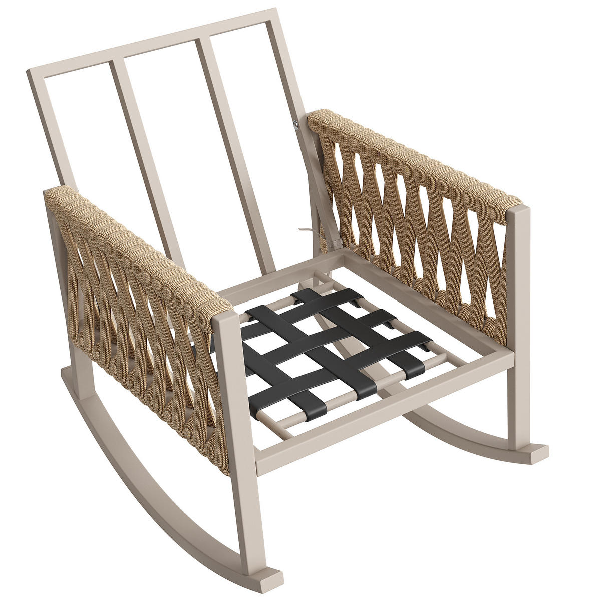 SCHAUKELSTUHL Outdoor 1 Set Metall Kissen 120kg wetterfest - Beige, Metall (79/78/65cm) - FLIEKS