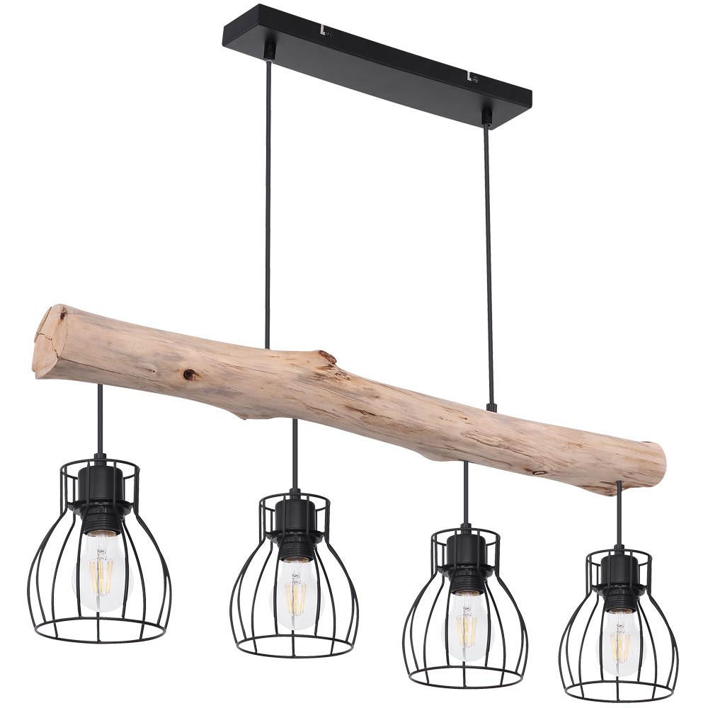 LED HÄNGELEUCHTE Holz Schwarz - Schwarz, Holz/Metall (82.5/13.6/140cm) - Globo Lighting