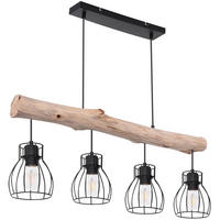 HÄNGELEUCHTE MINA Holz Schwarz Metall - Schwarz, Holz/Metall (82.5/13.6/140cm)