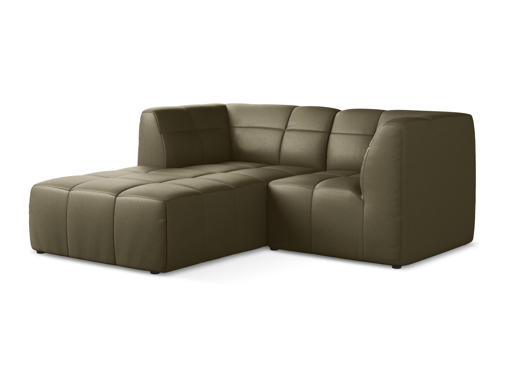 ECKSOFA Links Kunstleder Grün - Schwarz/Olivgrün, Holzwerkstoff/Kunststoff (191/175cm) - Makamii