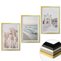 WANDBILDER 3er Set - 40x60 cm Goldrahmen - Pflanzen, Meereswellen, Aussicht, Häuser - Goldfarben, Kunststoff (40/60cm) - ArtPrintCave