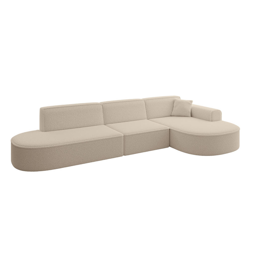 ALTDECOR ROHOVÁ SEDACÍ SOUPRAVA s otomanem vpravo MARI-L2 – 328 × 171 × 79 cm tmavě béžová buklé
